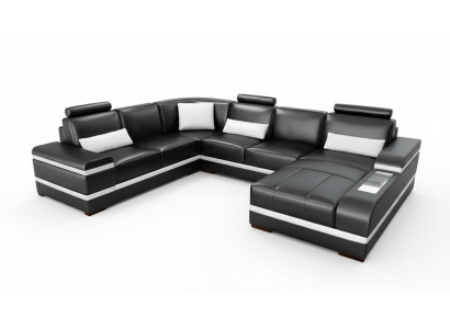 Ecksofa Ledersofa Big XXL U Form Wohnlandschaft Sofa Couch Garnitur Neu H2218