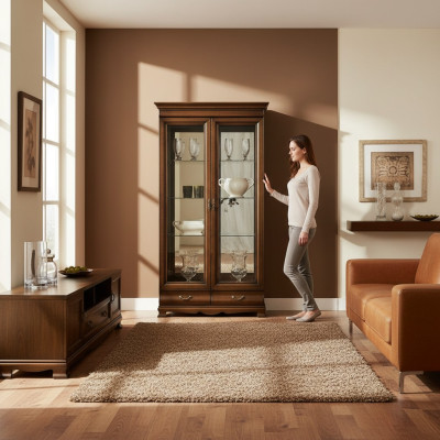 Klassische Vitrine Vitrinenschrank Vitrinen Schrank Schrankwand - Model N-W2