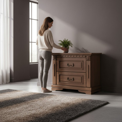 2x Set Klassische Nachttische Nachttisch Nachkonsolen Tisch Massiv Holz OSZN