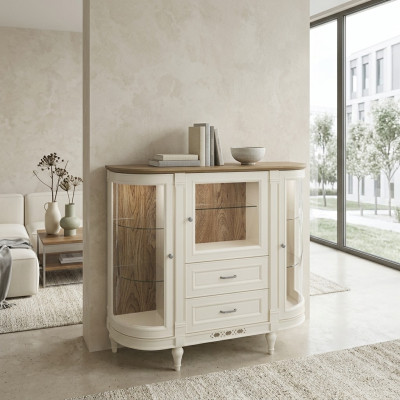 Klassische Kommode Vitrine Kommoden Vitrinenschrank Kommodenschrank FL-KBsz
