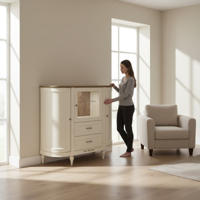 Klassische Kommode Vitrine Kommoden Vitrinenschrank Kommodenschrank FL-KB