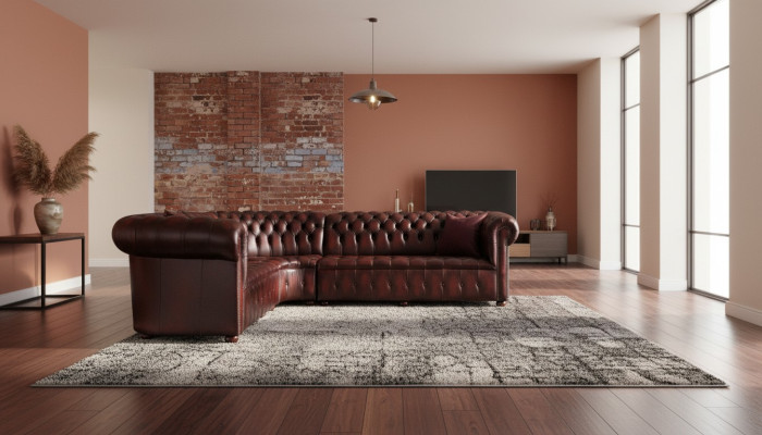 Chesterfield Ledersofa Ecksofa Sofa Polster Eck Sitz Garnitur 100% Leder