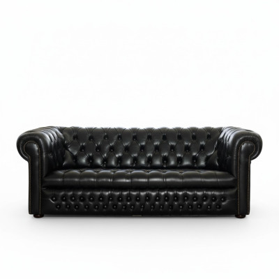 Schwarze Chesterfield Sofa 3+1 Sitzer Designer Couchen Sofagarnitur