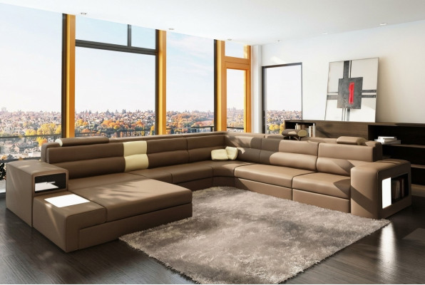 Ledersofa Couch Wohnlandschaft Ecksofa Sessel Set Garnitur Modern Sofa