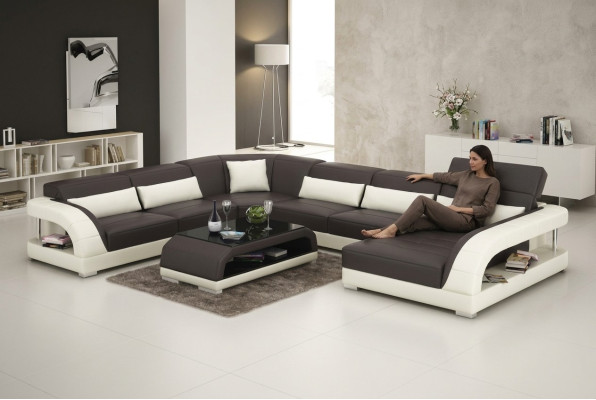 Ledersofa Couch Wohnlandschaft Ecksofa Eck Garnitur Design Modern Sofa