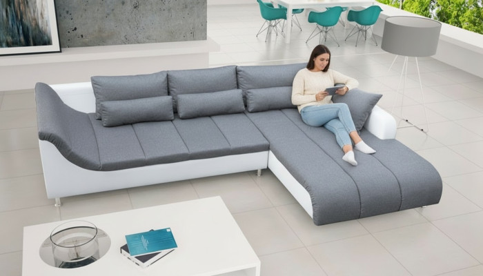 Sofa Designer Garnitur Ecksofa Couch Polster Ecke Sofas Textil Wohnlandschaft