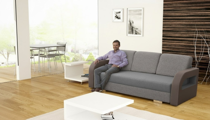 Schlafsofa Klappcouch 3-Sitzer Schlaffunktion + Bettkasten Couch Design Sofa