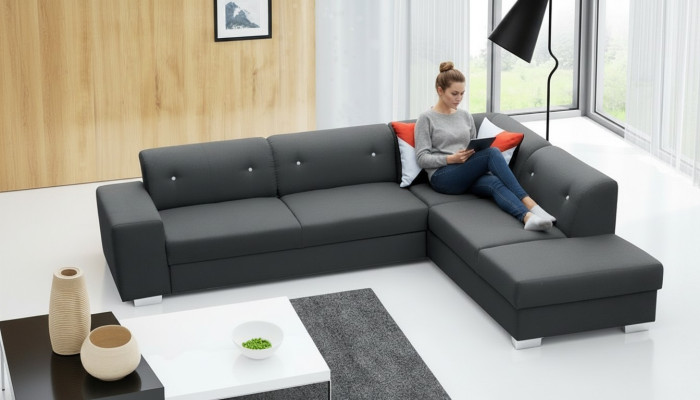 Sofa Schlafsofa Designer Sofa mit Bettfunktion + Bettkasten Ecksofa Couch NEU
