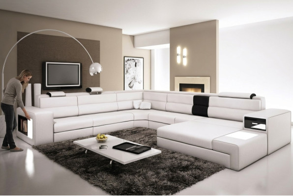 Ecksofa Sofa Couch Polster Design Garnitur Textil Leder Wohnlandschaft