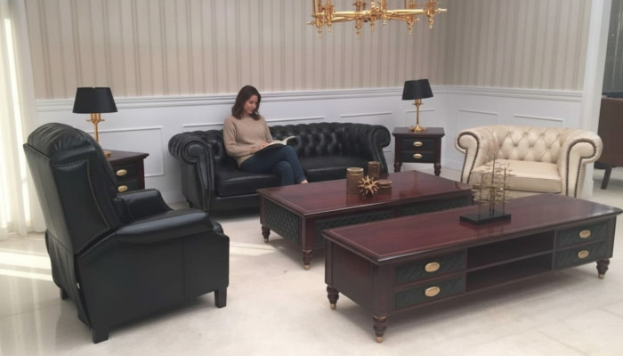 Polster Couch Sofa Klassik Chesterfield Neu Leder Sofas 3 Sitzer CHARLYNEW