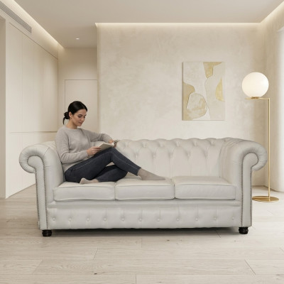 Sofa Couch Polster Garnitur Sitz Sofas Couchen Chesterfield 3 Sitzer NAPOLI III