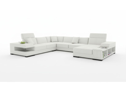 Schneeweißes Designer-Ecksofa in U-Form für luxuriöses Wohnambiente