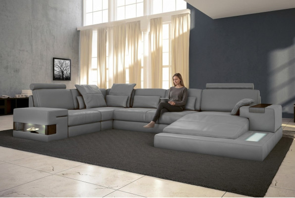 Leder Design Sofa Couch Polster Ecksofa Garnitur Wohnlandschaft Ecksofa XXL ECKE