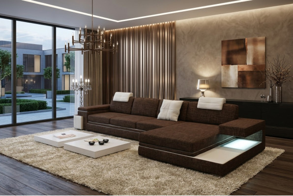 Design Ledersofa Sofa Couch Polster Dekor Wohnlandschaft Eck Garnitur Ecke