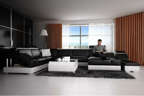 Ledersofa Sofa Couch Wohnlandschaft Ecksofa Garnitur Design Modern Sofa K5011