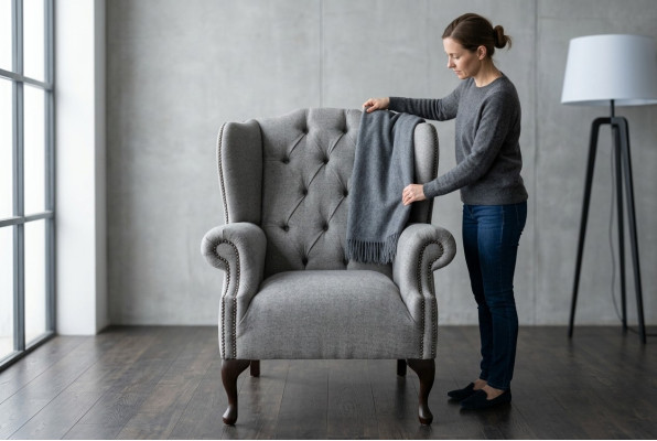 Ohrensessel Sessel Fernseh Design Polster Sofa Couch Chesterfield Textil Neu 345