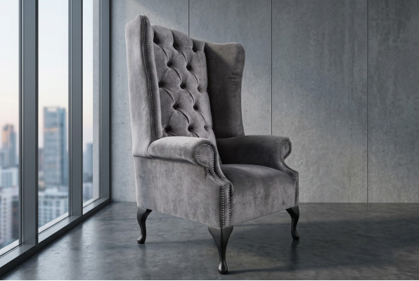 Ohrensessel Sessel Fernseh Design Polster Sofa Couch Chesterfield Textil Neu 351