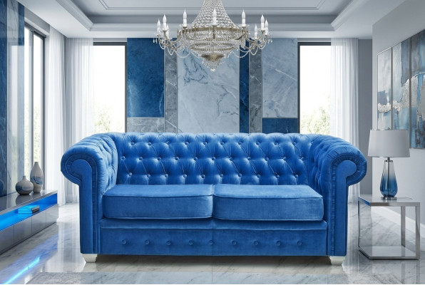 Chesterfield Design Luxus Polster Sofa Couch Sitz Garnitur Leder Textil Neu #H3