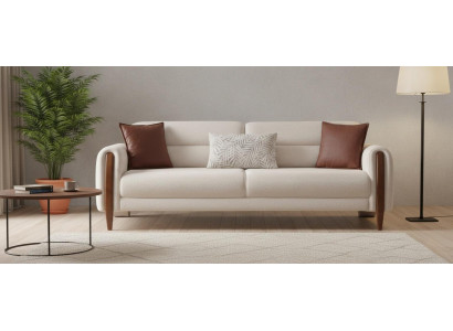 Wohnzimmer Elegant Beige Sofa 3 Sitzer Komfortabel Polstermöbel