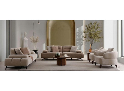 Wohnzimmer Möbel Moderner Stil Beige Holzgestell Komfortabel Entspannend