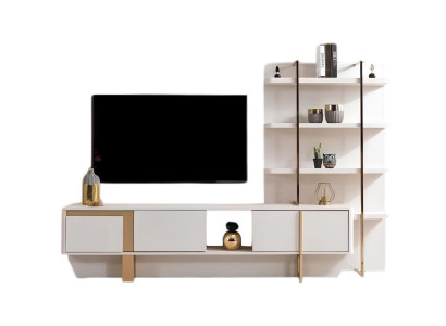 Wohnwand Moderner Stil Beige Farbe Geräumige Wohnwand Elegantes Design