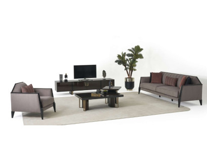 Wohnzimmer Set 3+1 Sitzer Designer TV Lowboard Komplettes Couchtisch