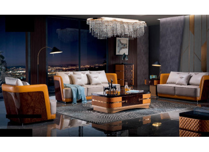 Sofagarnitur 3+2+1 Sitzer Ledersofa Couch Wohnlandschaft Garnitur Design Modern
