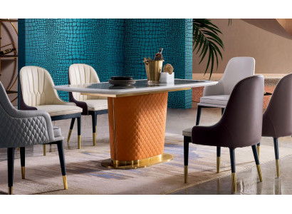 esstisch garnitur designer esszimmer möbel tisch leder stuhl 6x stühle gruppe