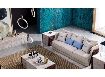 Sofa  Dreisitzer Couch Stil Modern Polster Sitz Garnitur Leder Couchen 3 Sitzer