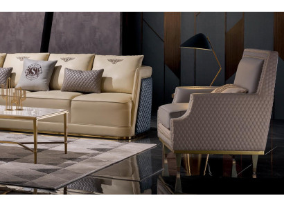 Sessel Design Couch Sofa Sitzer Leder Lounge Club Polster Luxus Ohren Sitz Relax