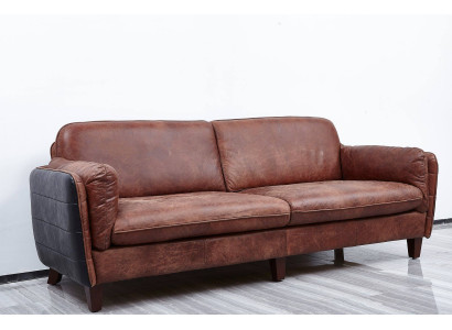 Luxury Vintage 3+2 Sitzer Echtleder Möbel Wohnzimmer Sofa Suite Loft garnituren