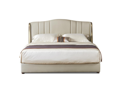 Designer Bett Schlafzimmer Doppelbett Betten Leder Hotel Luxus Polster Neu