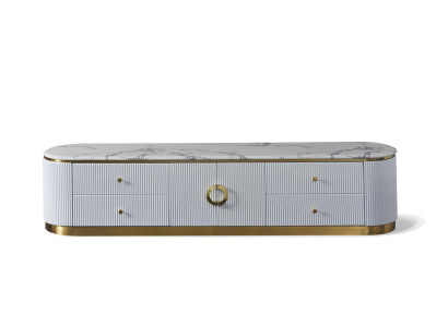 Holz Sideboard in Natur mit Edelstahl, modernes Design