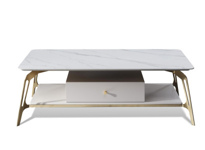Holz Couchtisch in Natur mit Edelstahl, modernes Design