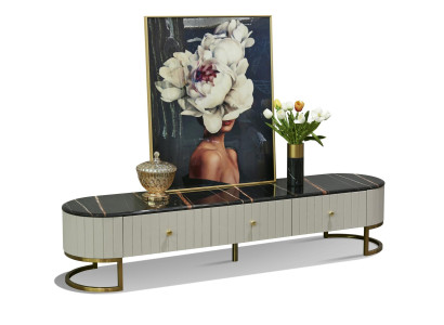 Holz Sideboard in Natur mit Edelstahl, modernes Design