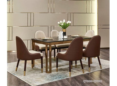 Luxus Tisch Edelstahl Marmor Imitat Stein Esstisch Esszimmer Tische Wohnzimmer