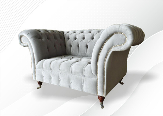 Sessel Couch Polster Sofa Textil Chesterfield Couchen 1,5 Sitzer Einsitzer Grau