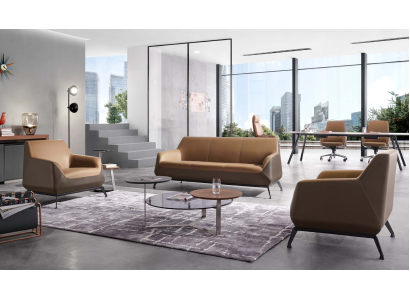 Kunstleder Sofa Set in Schwarz modern und elegant