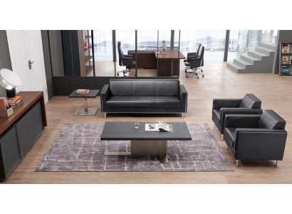 Moderner Couchtisch aus MDF, PVC und Edelstahl in Holzoptik