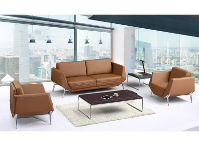 Leder Chesterfield-Sofa Set in Schwarz mit modernem Design