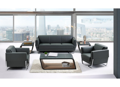Kunstleder Chesterfield-Sofa Set in Schwarz für Wohnzimmer