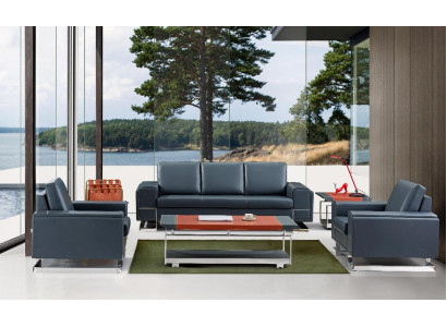 Moderner Couchtisch aus MDF und Edelstahl in Naturfarben