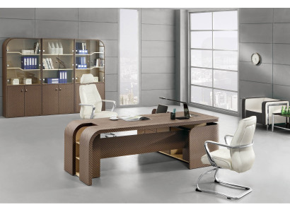 Moderner Eckschreibtisch aus MDF und Glas in eleganter Farbgebung
