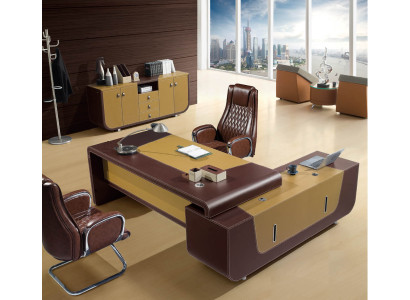 Moderner Eckschreibtisch aus MDF und PVC in Holzoptik
