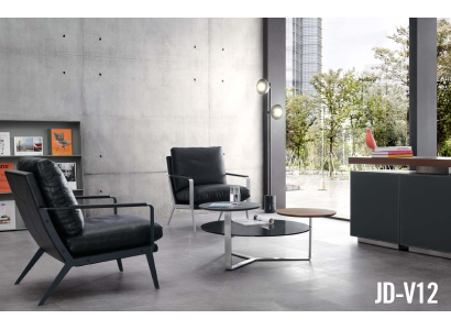 Kunstleder Sessel in Schwarz mit Edelstahlrahmen