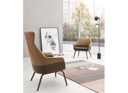 Kunstleder Sessel in Schwarz modern eleganter Stil