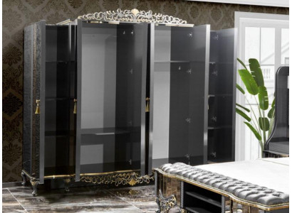 Kleiderschrank Schrank Holz Luxus Klassischе Schränke  Schwarz Schlafzimmer Neu