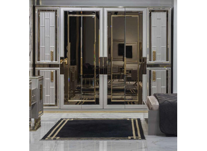 Kleiderschrank Schrank Hochglanz Schränke Glänzende Möbel Luxus Glitzer Gold Neu