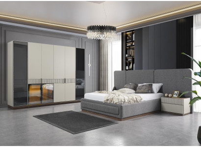 Schlafzimmer Möbel Betten 2x Nachttische Schrank Kleiderschrank Design 4tlg.