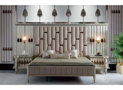 Bett Beige Metall Möbel Elegantes Design Schlafzimmer Möbel Luxus Neu
